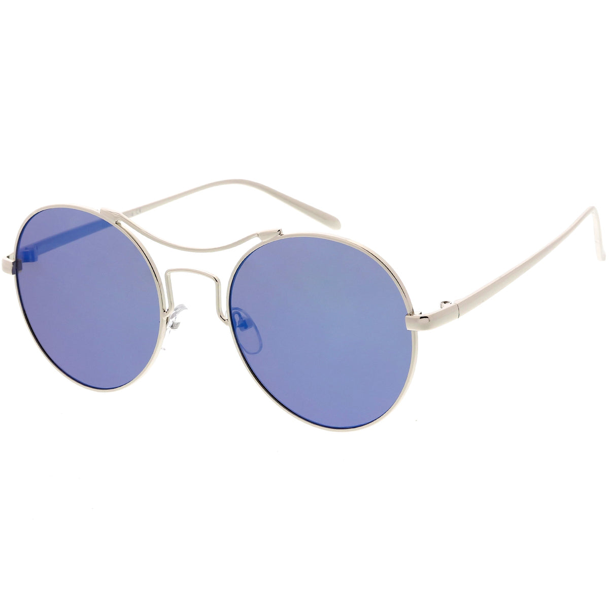 Chic Modern Slim Metal Flat Lens Round Sunglasses C873