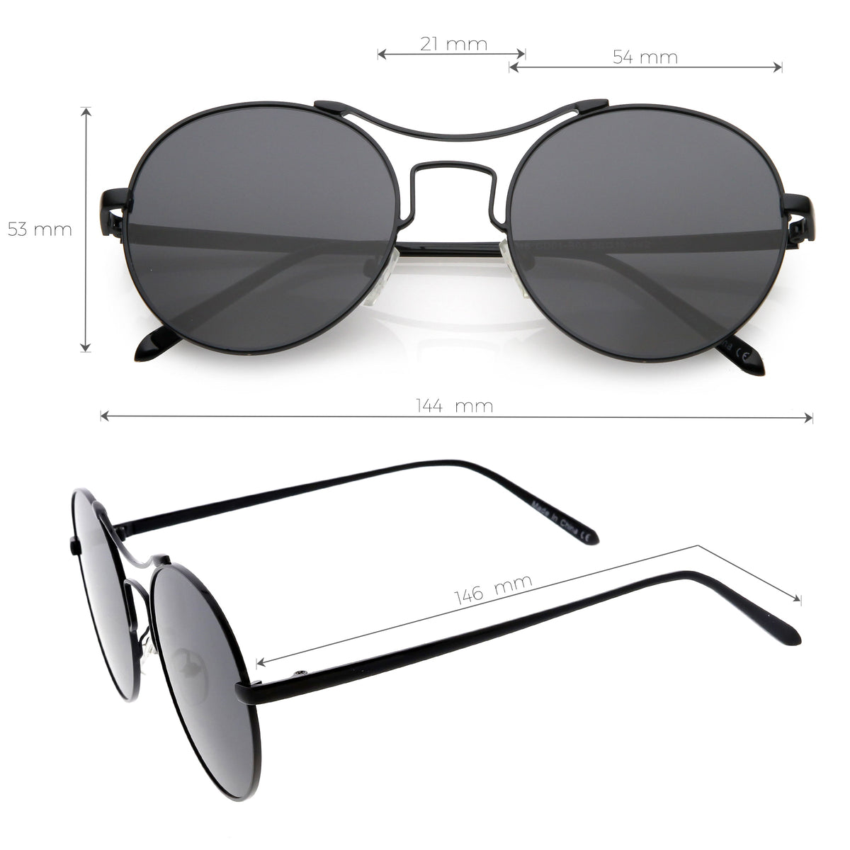 Chic Modern Slim Metal Flat Lens Round Sunglasses C873