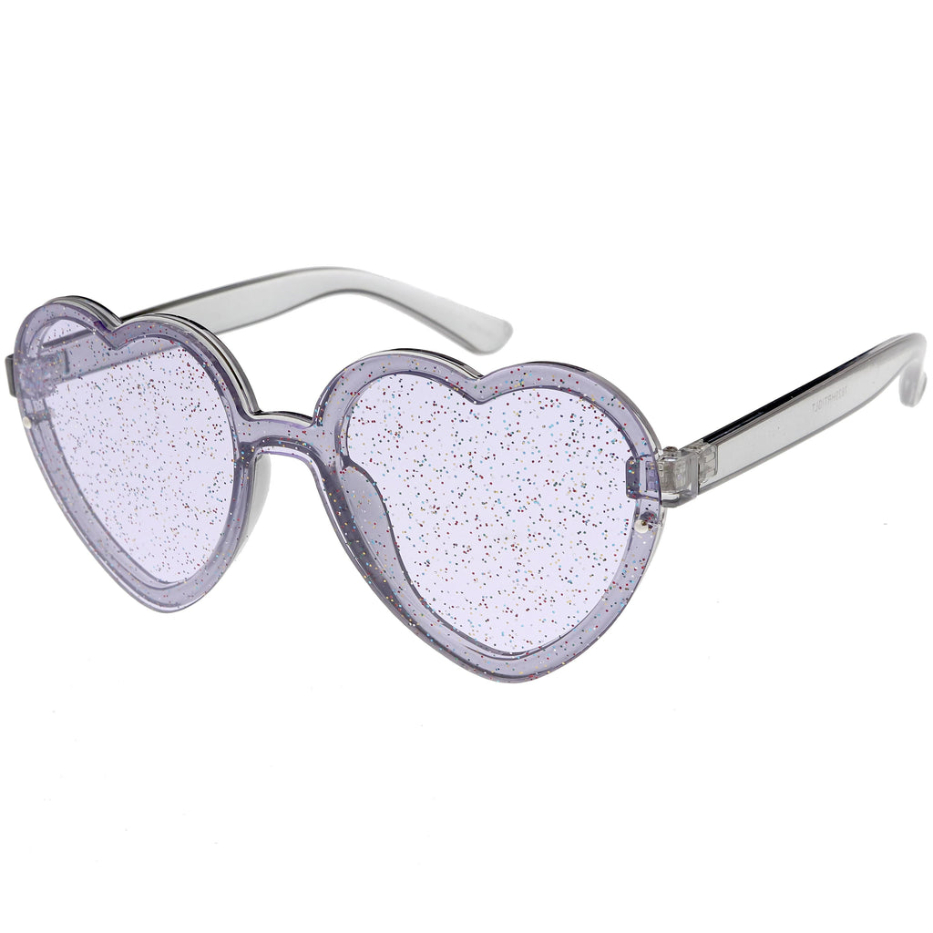 Women's Colorful Heart Shape Glitter Lens Novelty Sunglasses C879