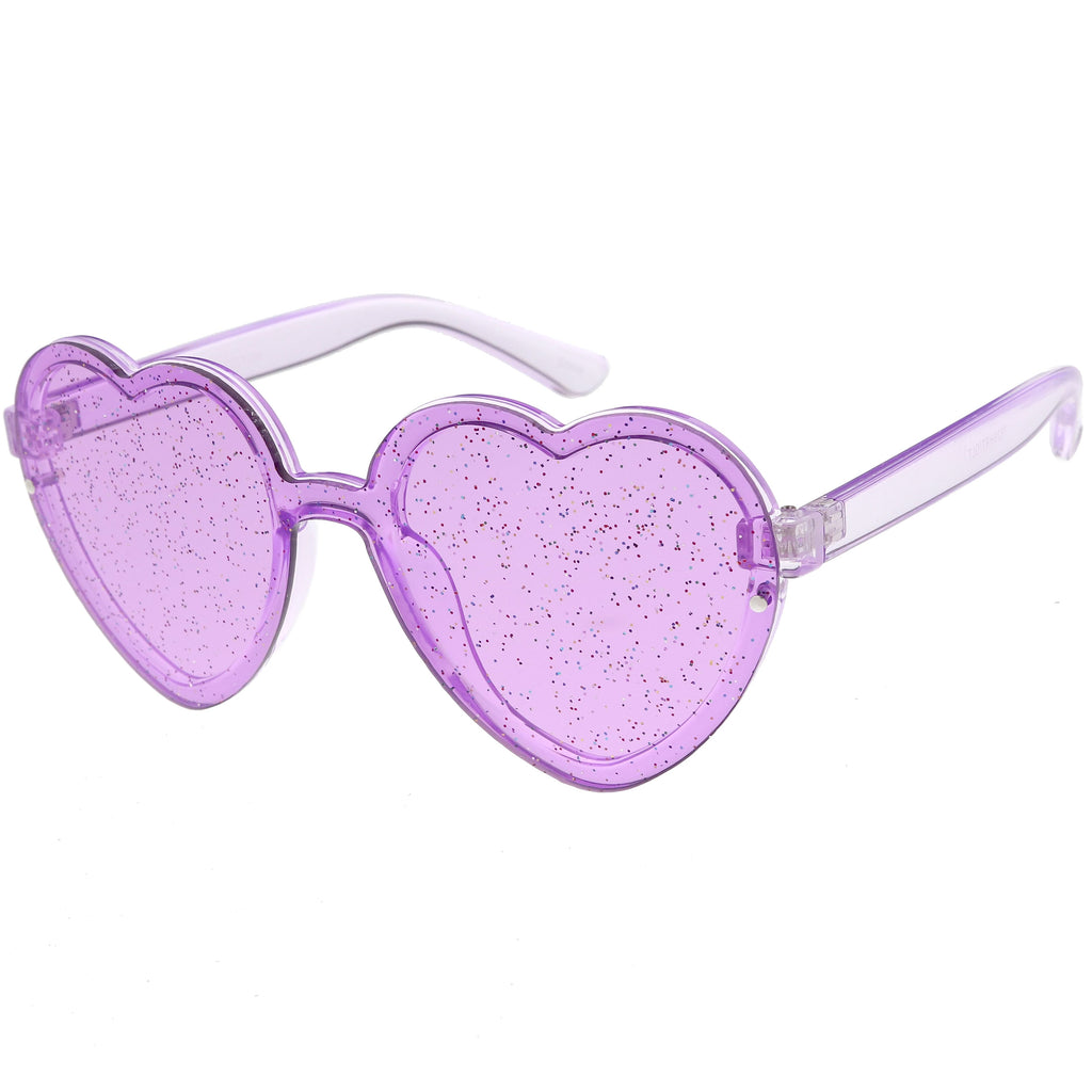 Women's Colorful Heart Shape Glitter Lens Novelty Sunglasses C879