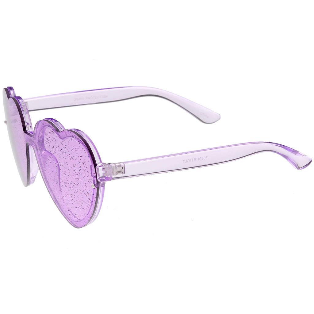 Women's Colorful Heart Shape Glitter Lens Novelty Sunglasses C879