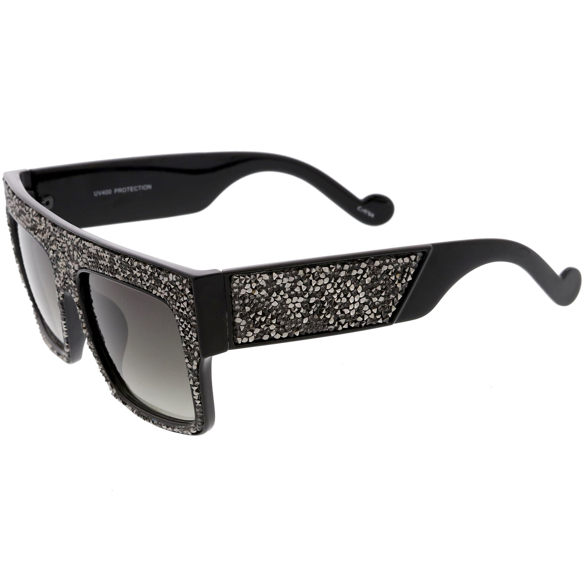 Women's Crystal Rhinestone Flat Top Mirrored Lens Sunglasses C880