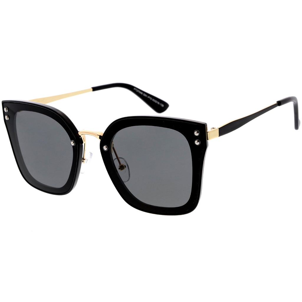 Women's Oversize Square Mirrored Polarized Flat Lens Sunglasses C883