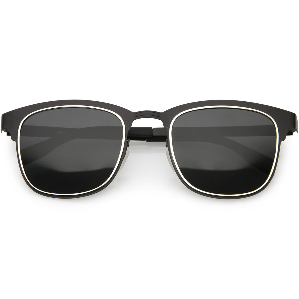 Classic Metal Polarized Lens Horn Rimmed Square Sunglasses C887