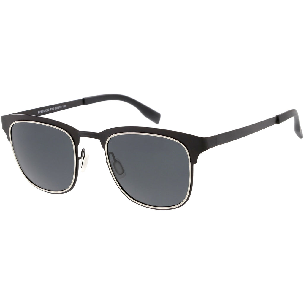 Classic Metal Polarized Lens Horn Rimmed Square Sunglasses C887