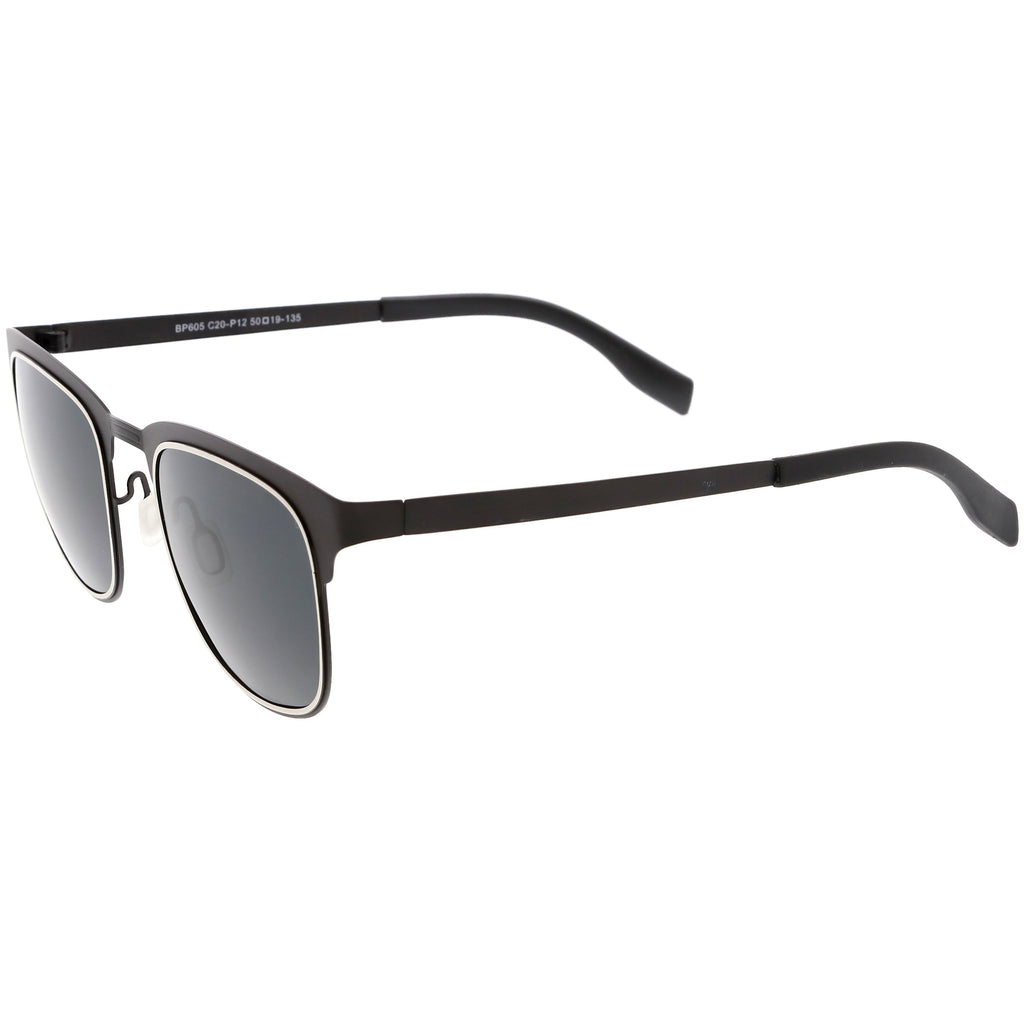 Classic Metal Polarized Lens Horn Rimmed Square Sunglasses C887