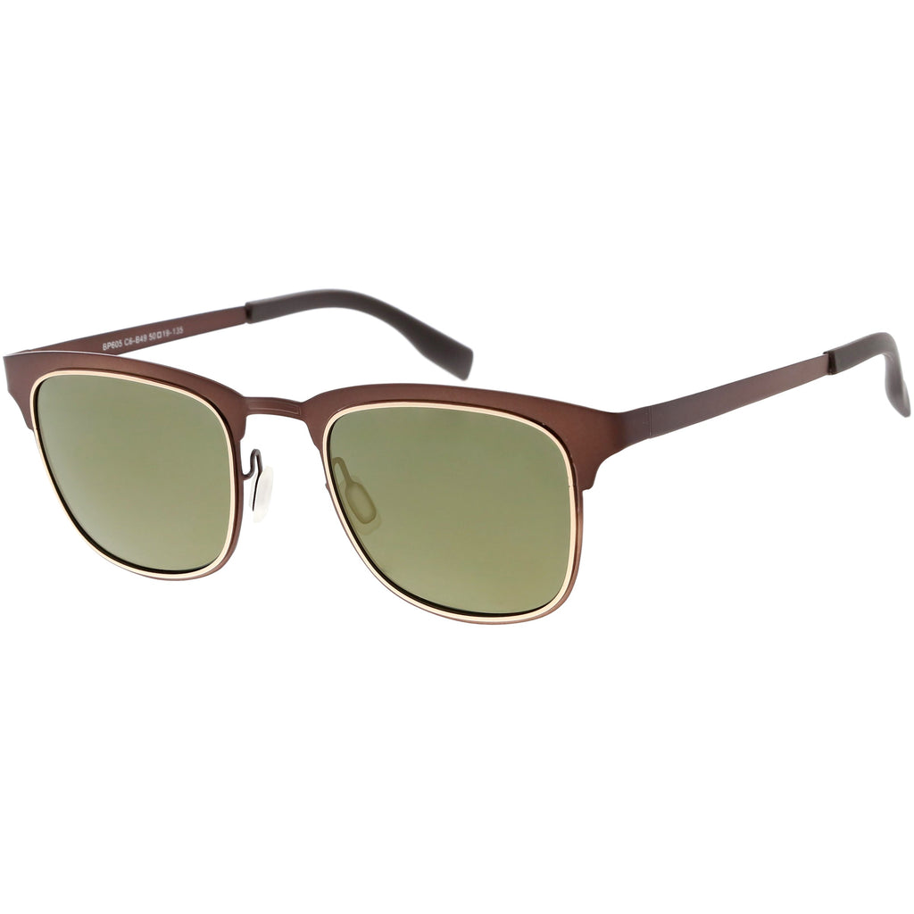 Classic Metal Polarized Lens Horn Rimmed Square Sunglasses C887