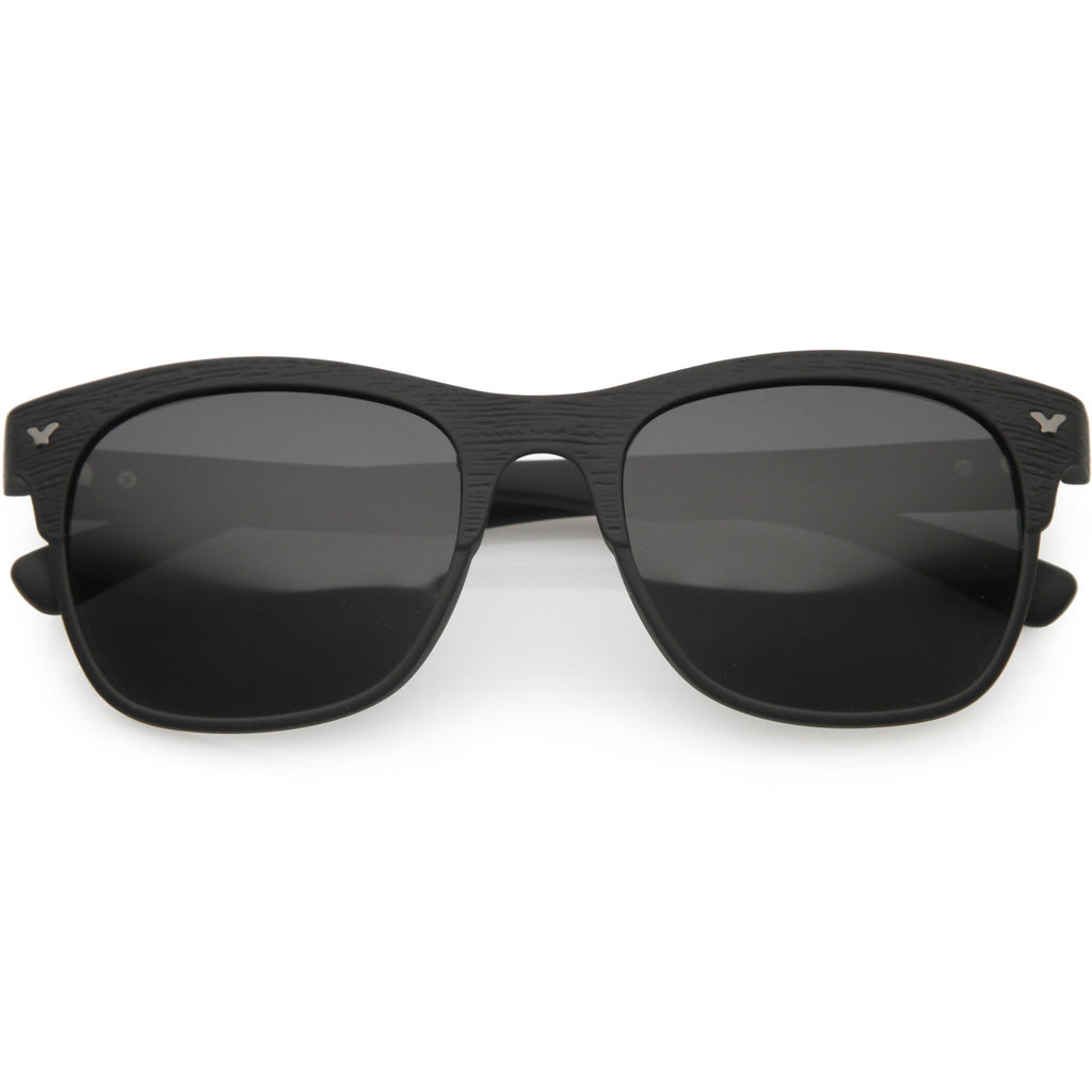 Polarized Lens Faux Wood Textured Horn Rimmed Square Sunglasses C889