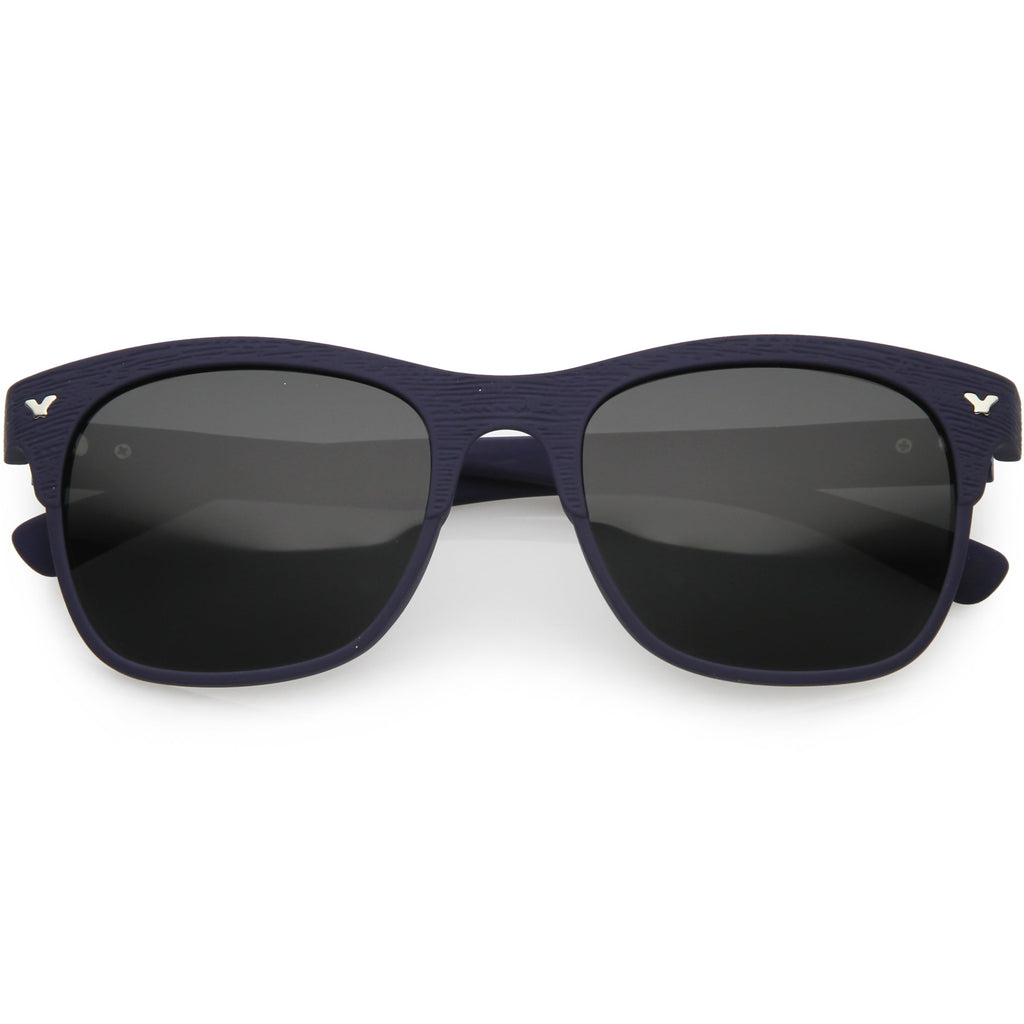 Polarized Lens Faux Wood Textured Horn Rimmed Square Sunglasses C889