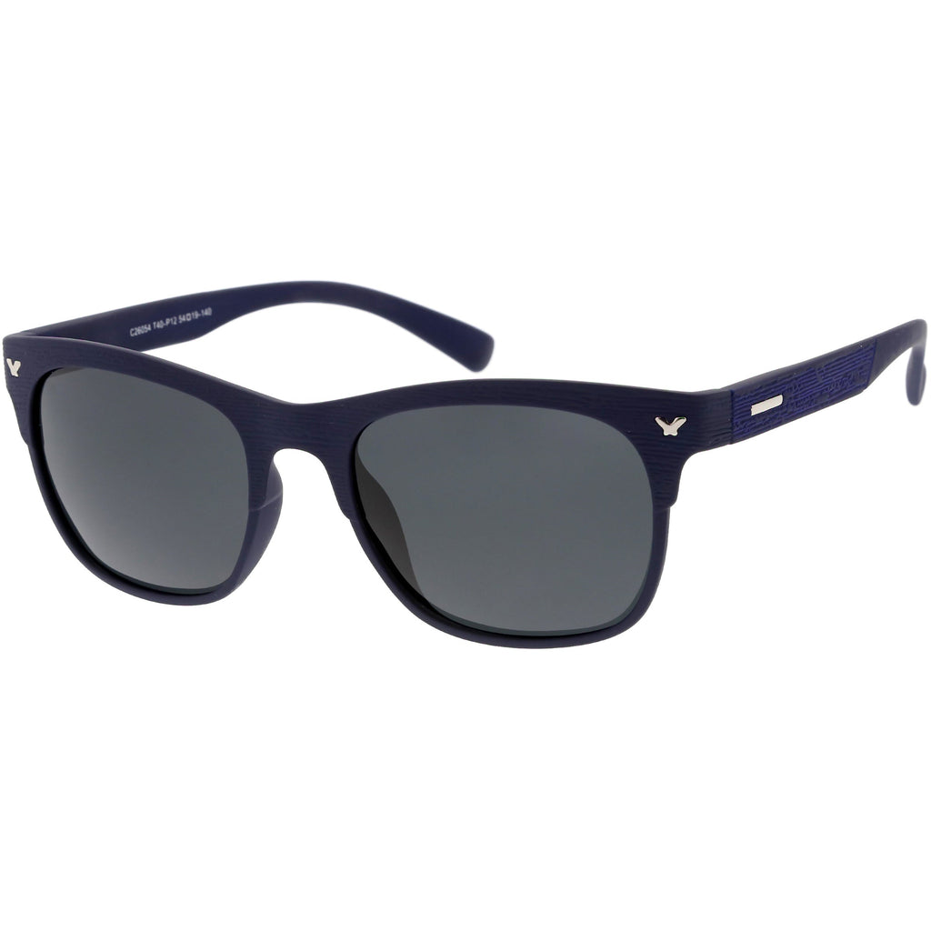 Polarized Lens Faux Wood Textured Horn Rimmed Square Sunglasses C889