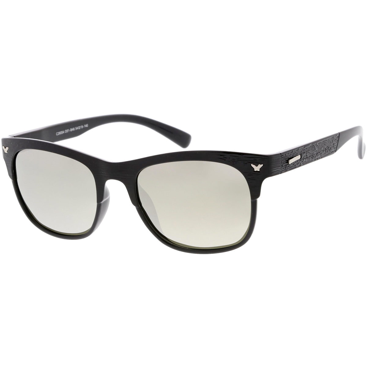 Polarized Lens Faux Wood Textured Horn Rimmed Square Sunglasses C889