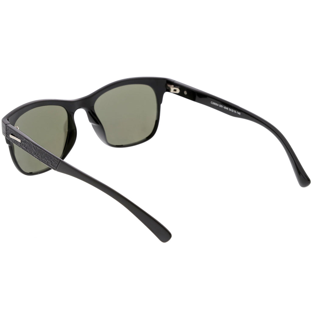 Polarized Lens Faux Wood Textured Horn Rimmed Square Sunglasses C889