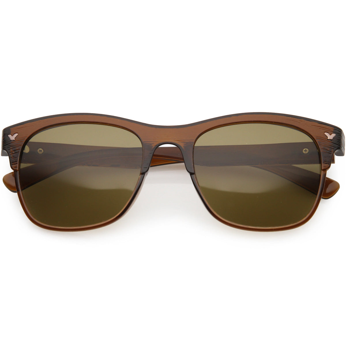 Polarized Lens Faux Wood Textured Horn Rimmed Square Sunglasses C889
