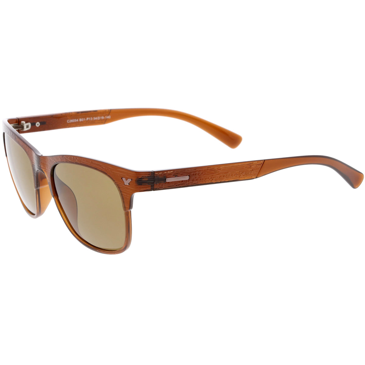 Polarized Lens Faux Wood Textured Horn Rimmed Square Sunglasses C889