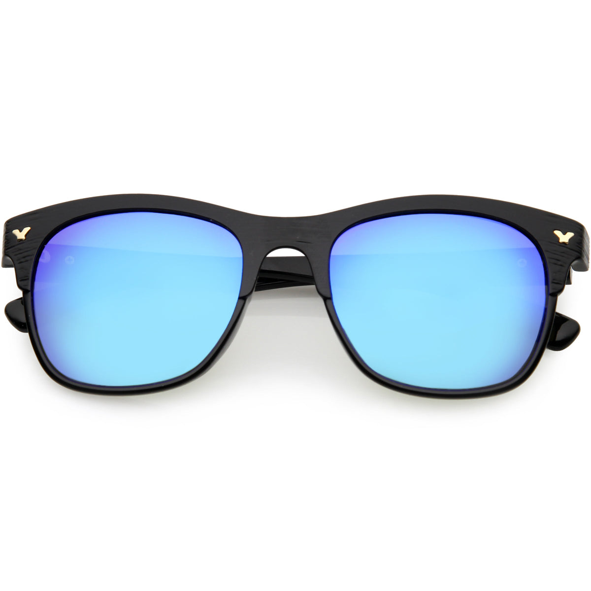 Polarized Lens Faux Wood Textured Horn Rimmed Square Sunglasses C889