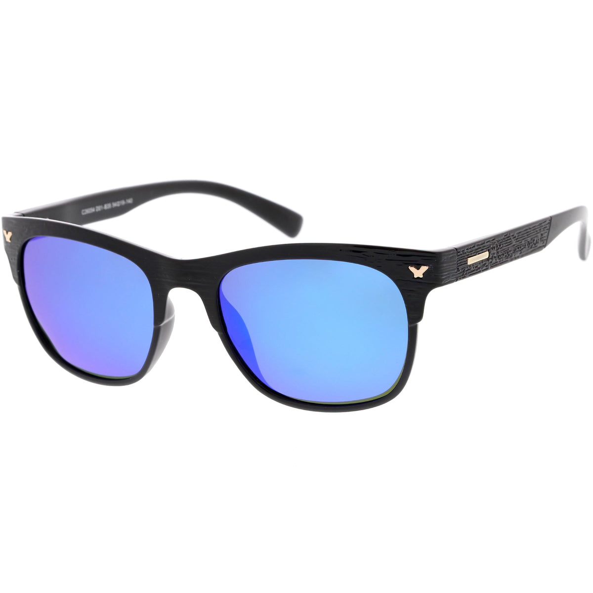 Polarized Lens Faux Wood Textured Horn Rimmed Square Sunglasses C889