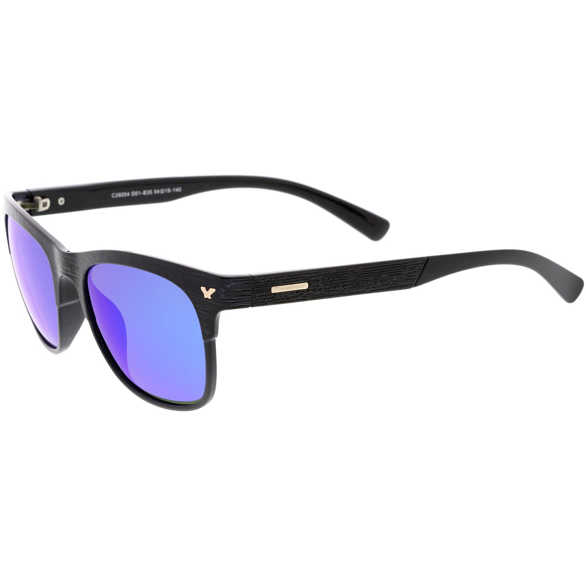 Polarized Lens Faux Wood Textured Horn Rimmed Square Sunglasses C889