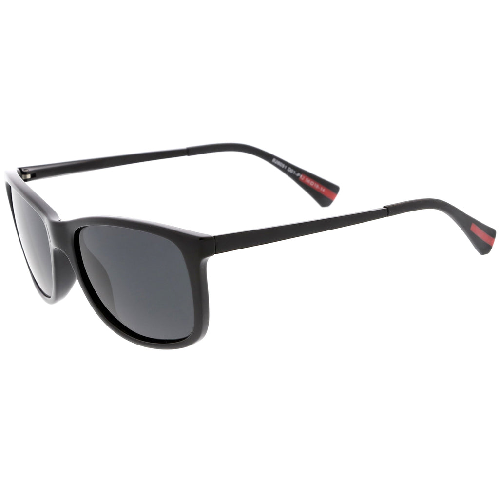 Classic Horn Rimmed Metal Arms Polarized Lens Square Sunglasses C891
