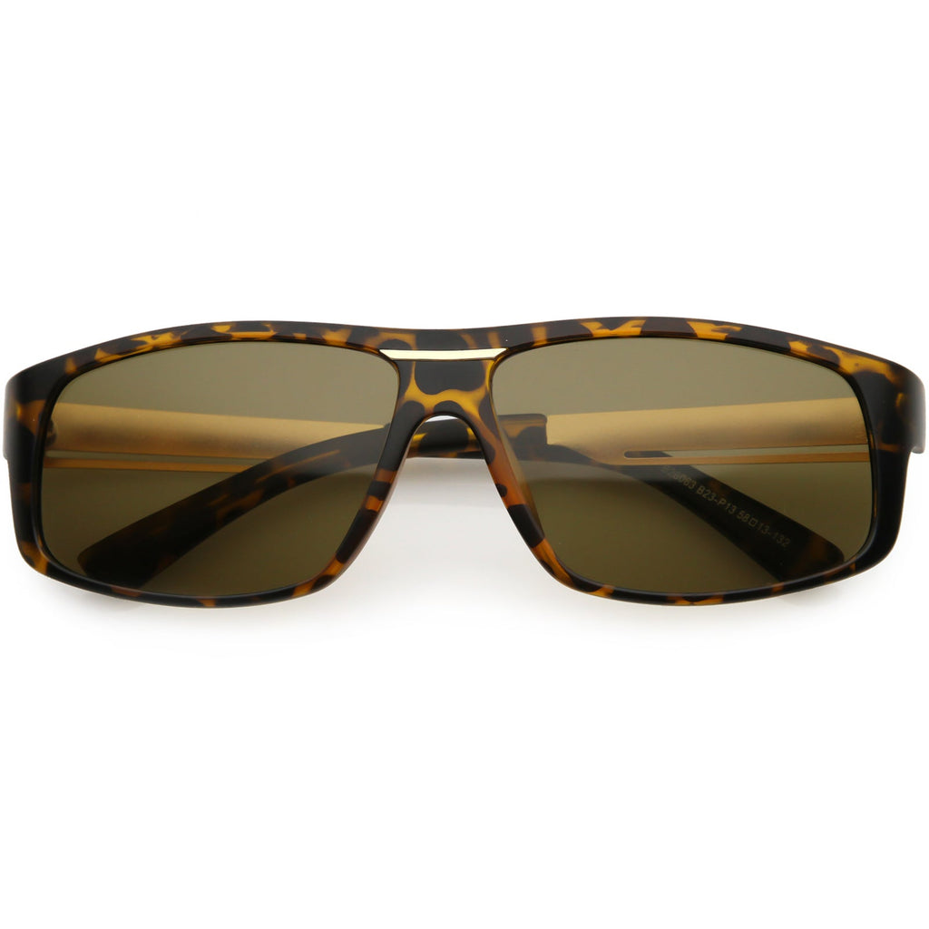 Lifestyle Flat Metal Arms  Polarized Lens Rectangle Sunglasses C892