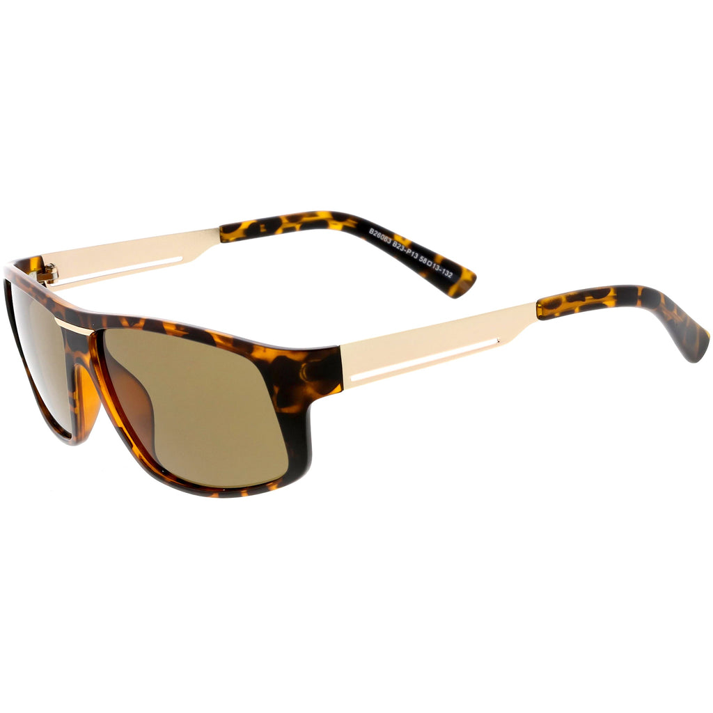 Lifestyle Flat Metal Arms  Polarized Lens Rectangle Sunglasses C892