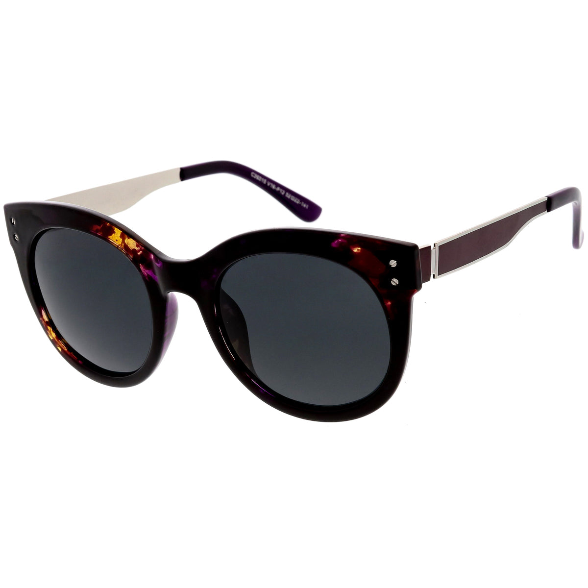 Women's Round Horned Rim Polarized Lens Sunglasses C893