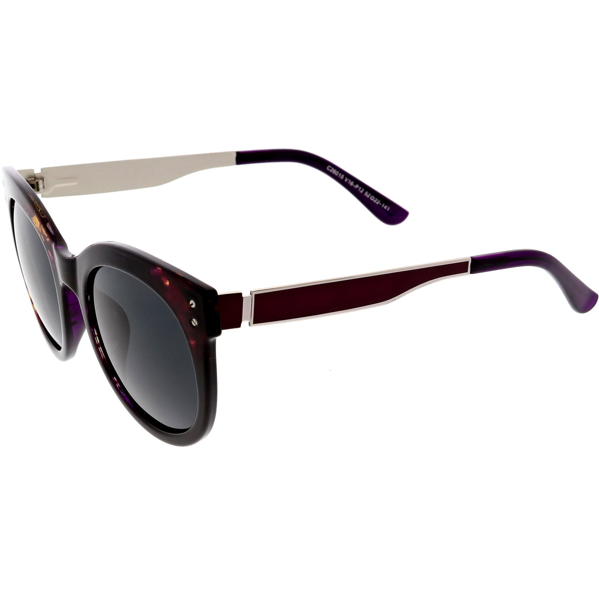 Women's Round Horned Rim Polarized Lens Sunglasses C893