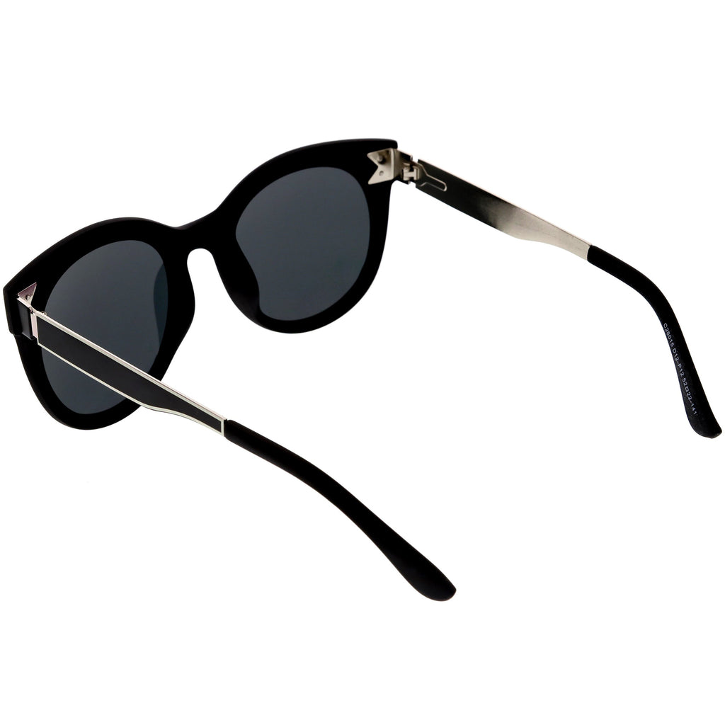 Women's Round Horned Rim Polarized Lens Sunglasses C893