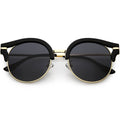 Round Metal Arms Polarized Flat Lens Cat Eye Sunglasses C896