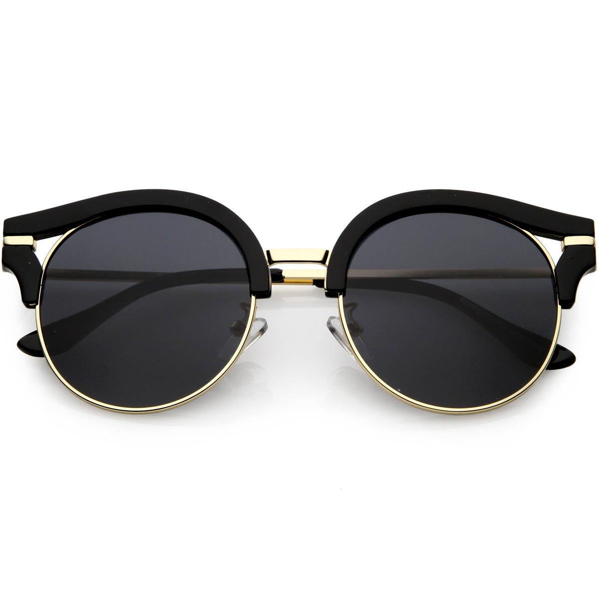 Round Metal Arms Polarized Flat Lens Cat Eye Sunglasses C896