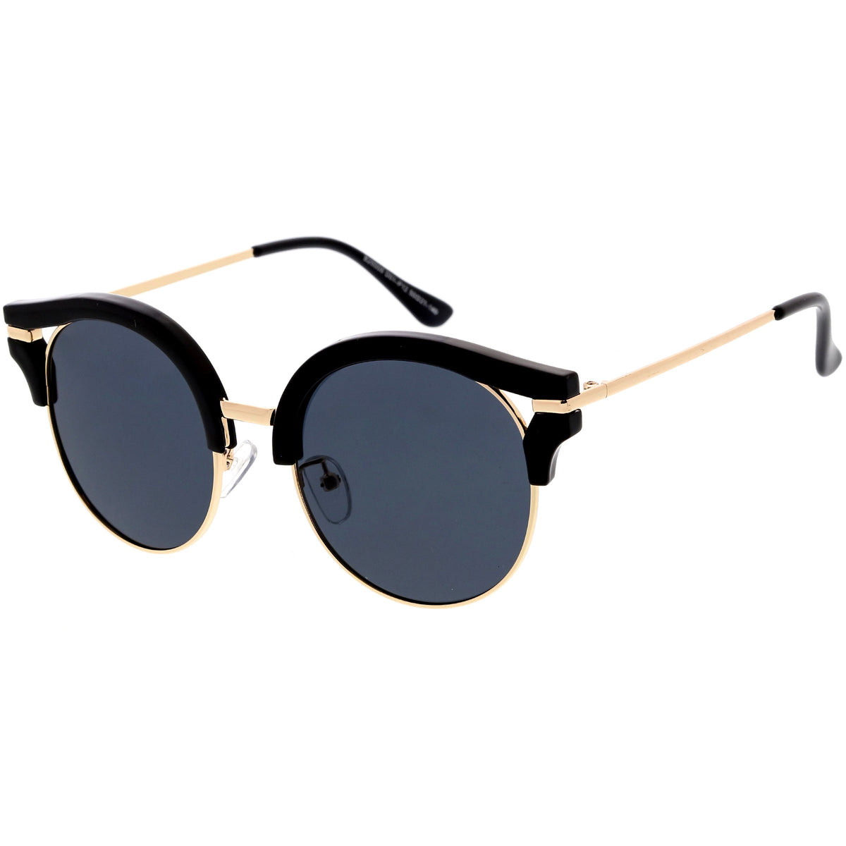 Round Metal Arms Polarized Flat Lens Cat Eye Sunglasses C896