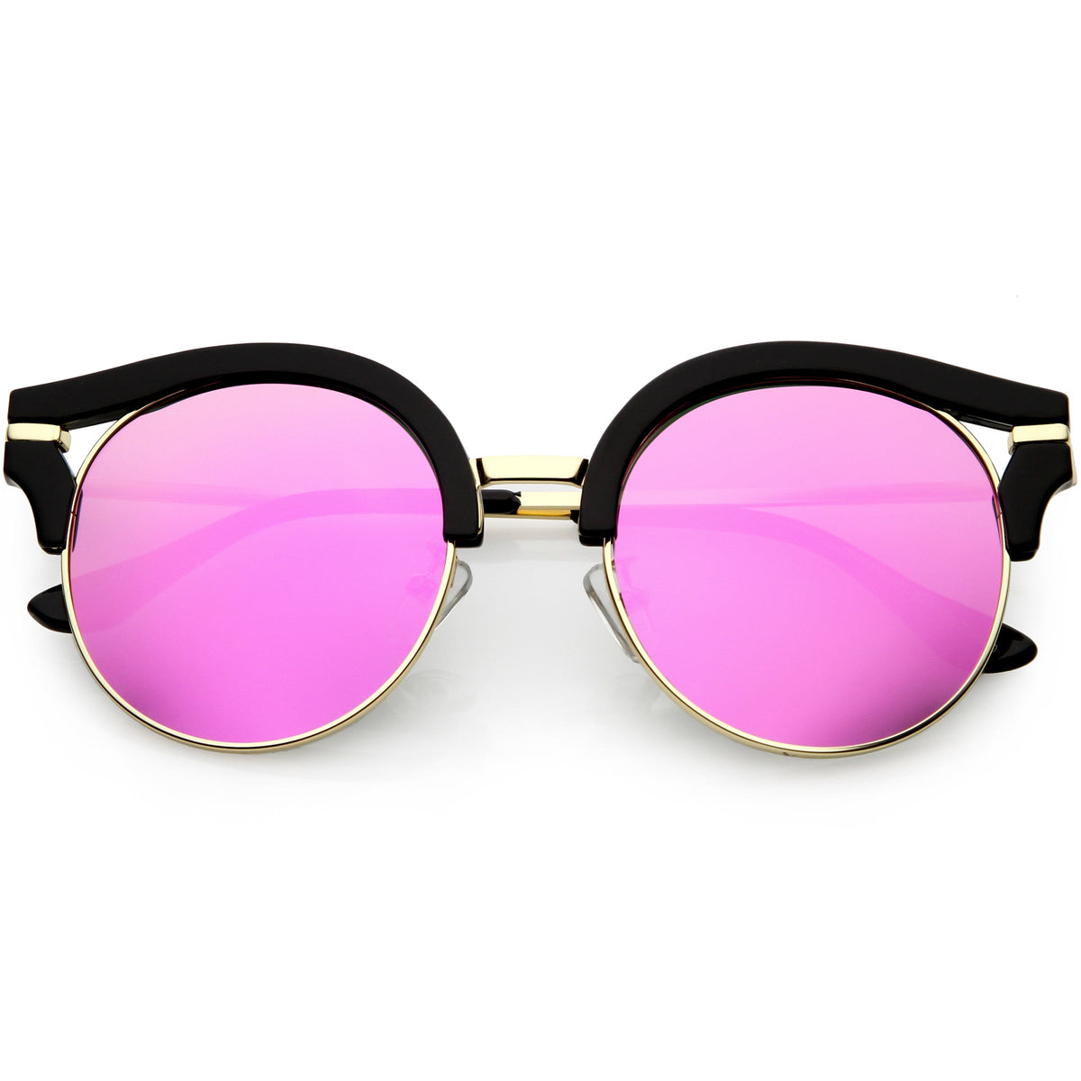 Round Metal Arms Polarized Flat Lens Cat Eye Sunglasses C896