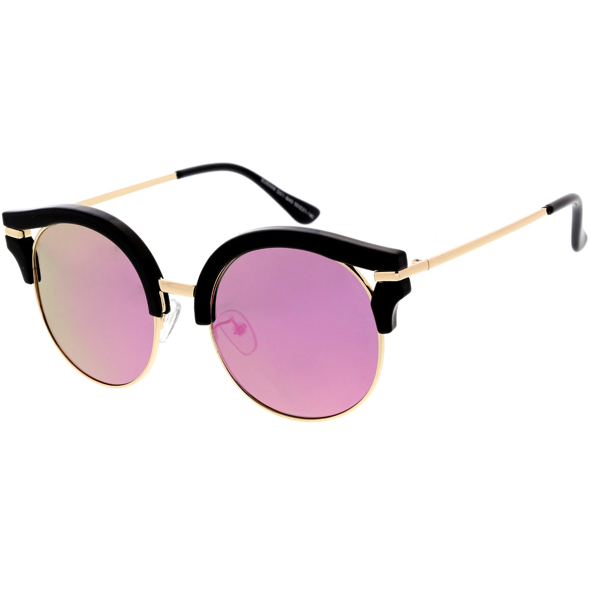 Round Metal Arms Polarized Flat Lens Cat Eye Sunglasses C896