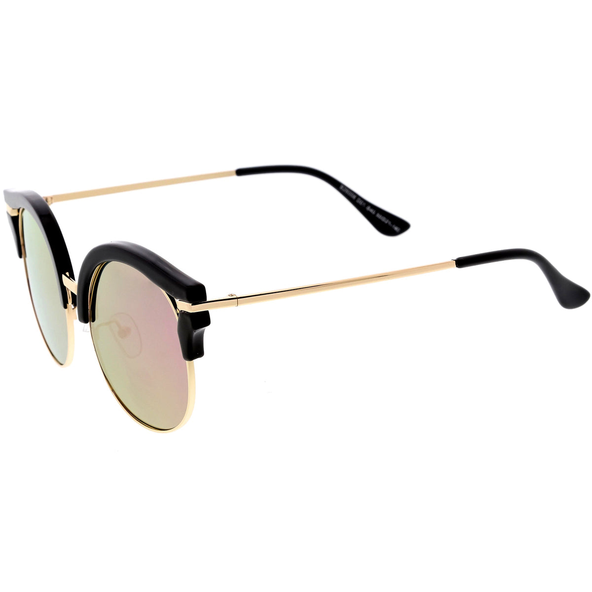Round Metal Arms Polarized Flat Lens Cat Eye Sunglasses C896