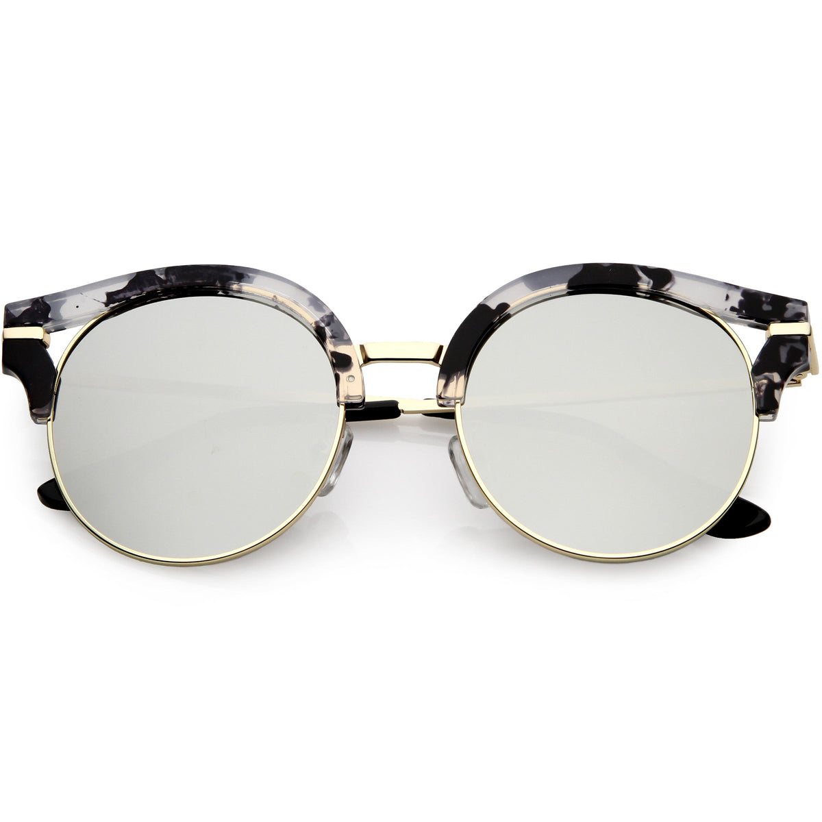 Round Metal Arms Polarized Flat Lens Cat Eye Sunglasses C896