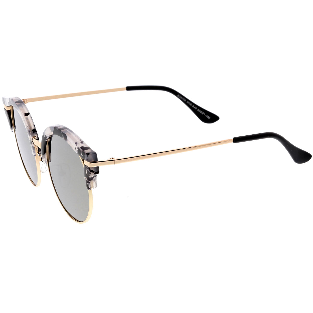 Round Metal Arms Polarized Flat Lens Cat Eye Sunglasses C896