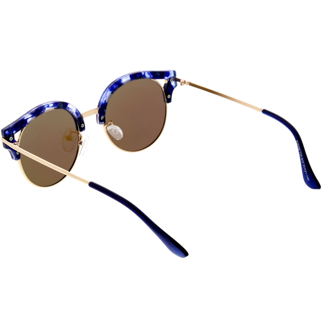 Round Metal Arms Polarized Flat Lens Cat Eye Sunglasses C896