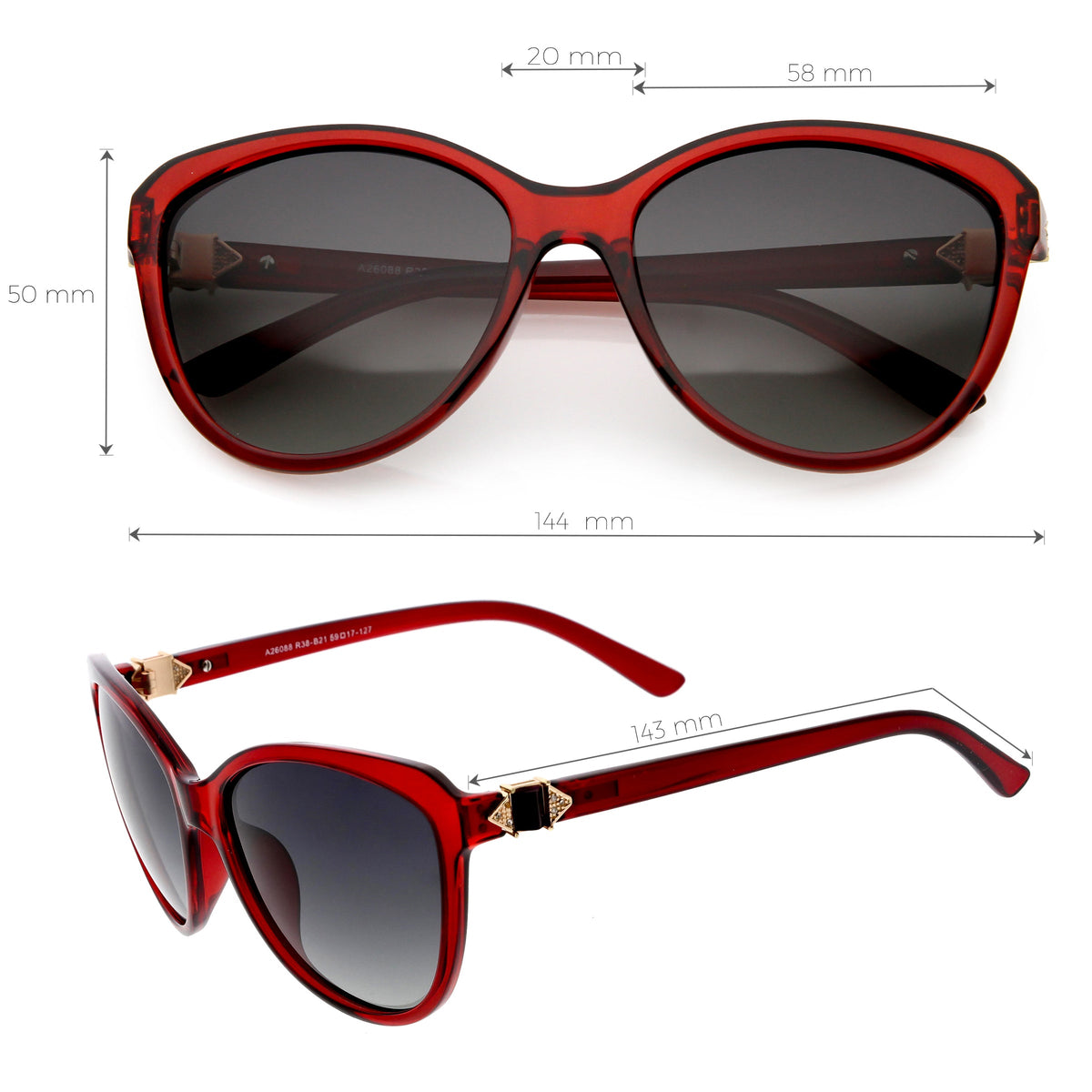 Rhinestone Accented Cat Eye Sunglasses Polarized Lens C898