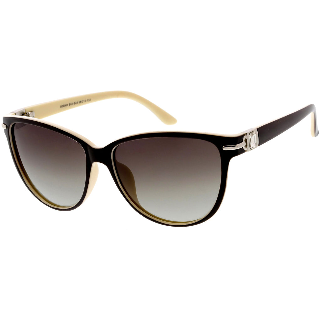 Rhinestone Accented Oversize Cat Eye Sunglasses Polarized Lens C901