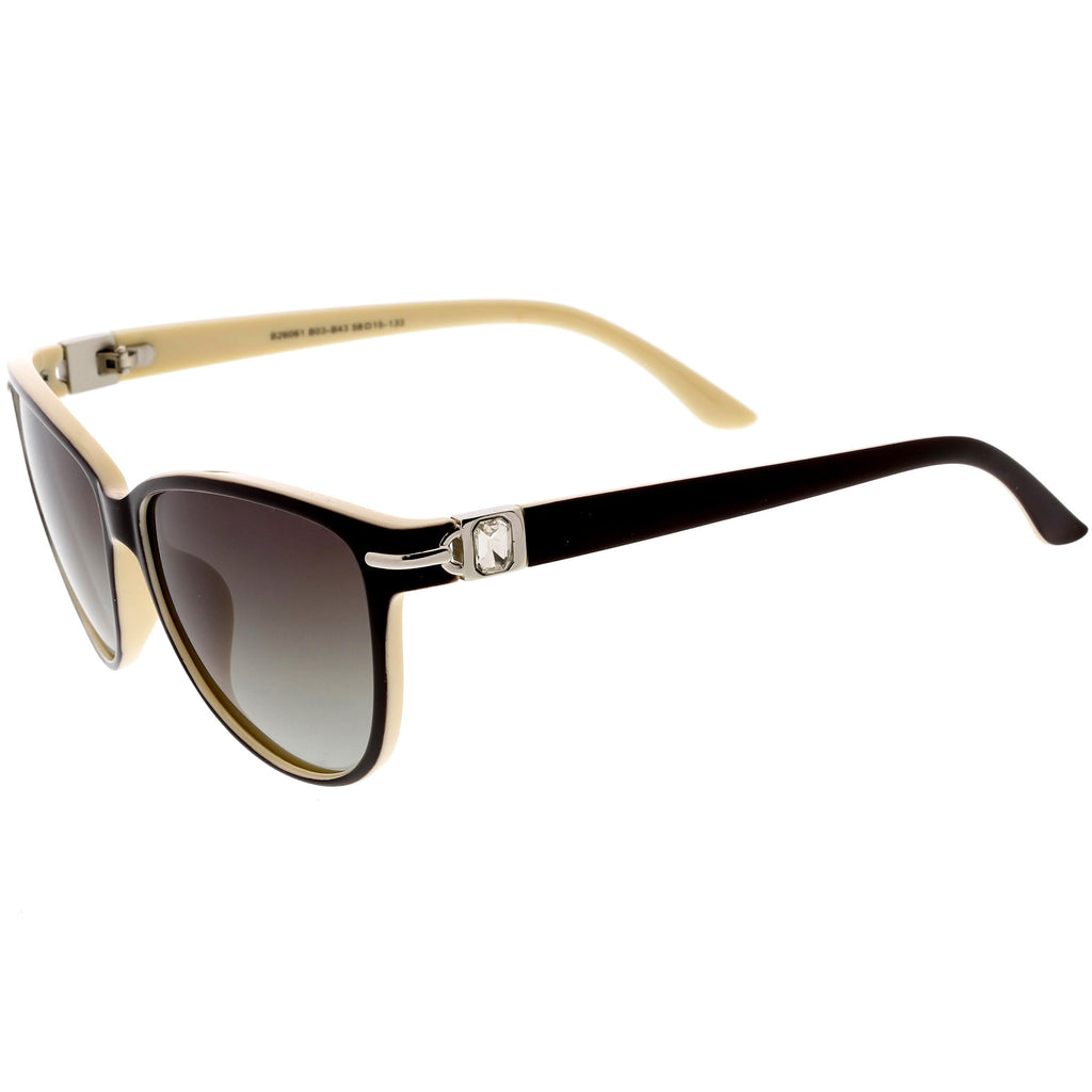 Rhinestone Accented Oversize Cat Eye Sunglasses Polarized Lens C901