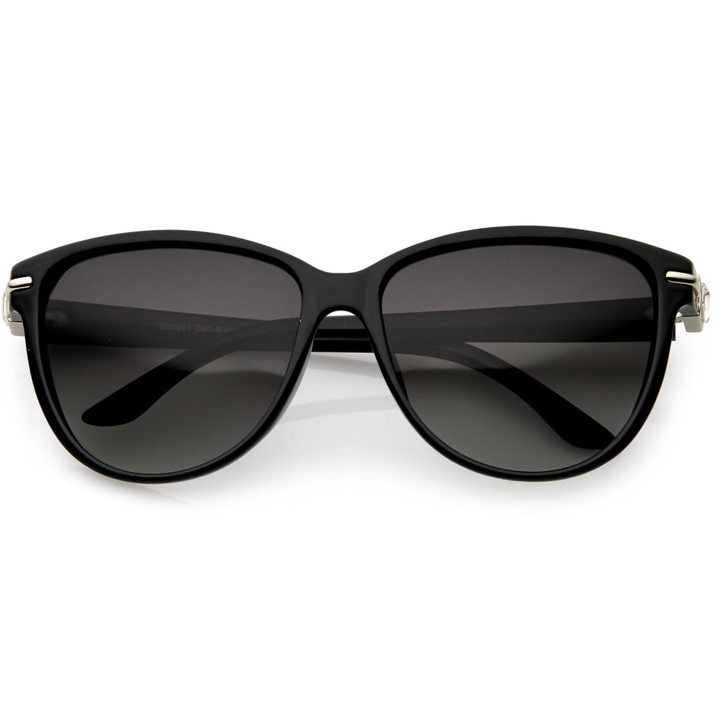 Rhinestone Accented Oversize Cat Eye Sunglasses Polarized Lens C901