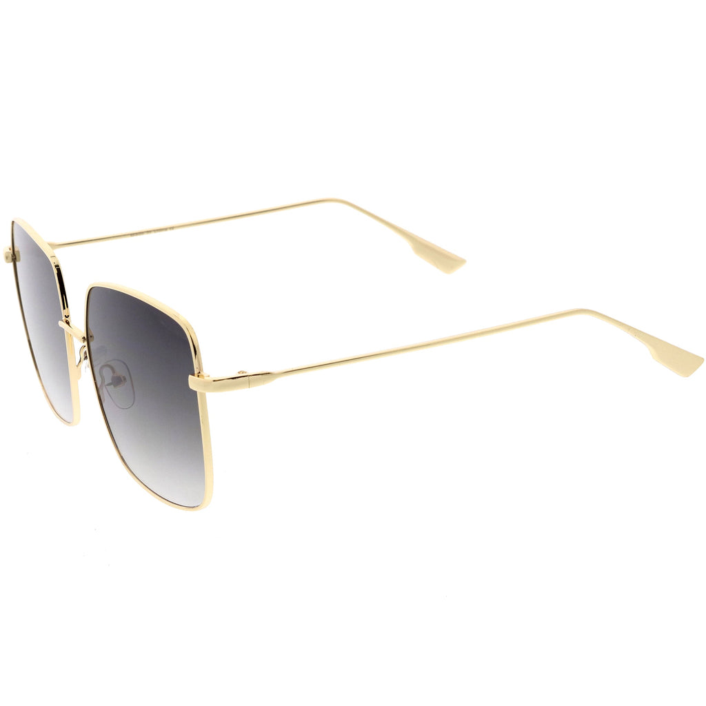 Oversize Women's Square Flat Lens Thin Metal Sunglasses C922
