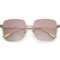 Oversize Women's Square Flat Lens Thin Metal Sunglasses C922