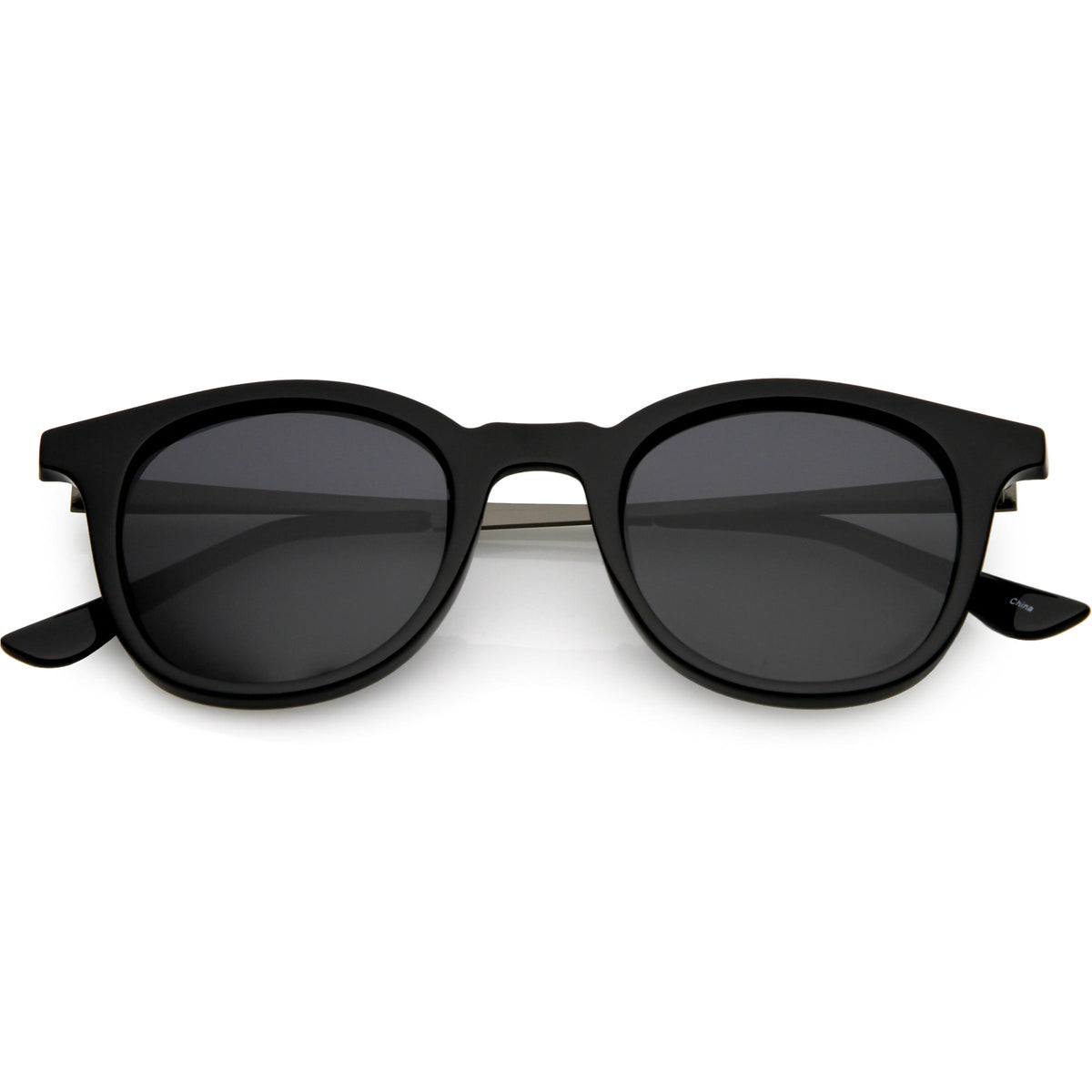 Classic Metal Arms Polarized Round Lens Horn Rimmed Sunglasses C924