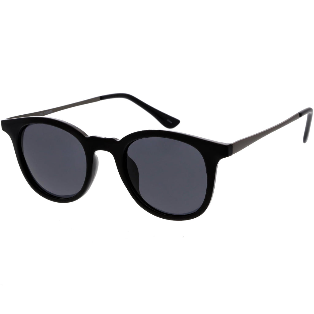 Classic Metal Arms Polarized Round Lens Horn Rimmed Sunglasses C924