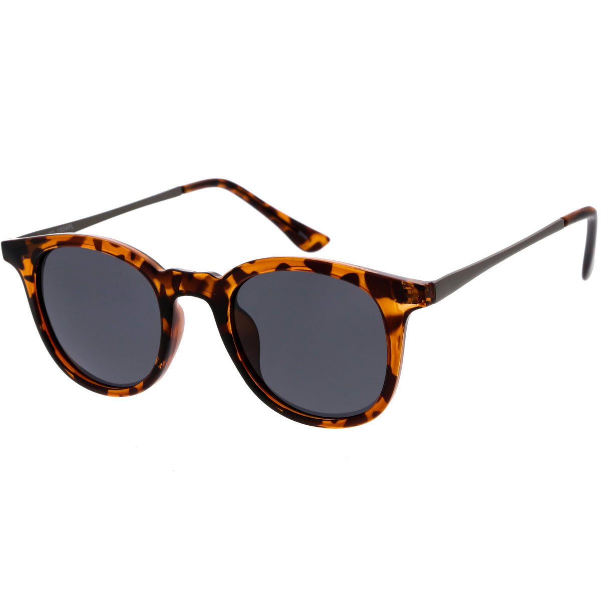 Classic Metal Arms Polarized Round Lens Horn Rimmed Sunglasses C924