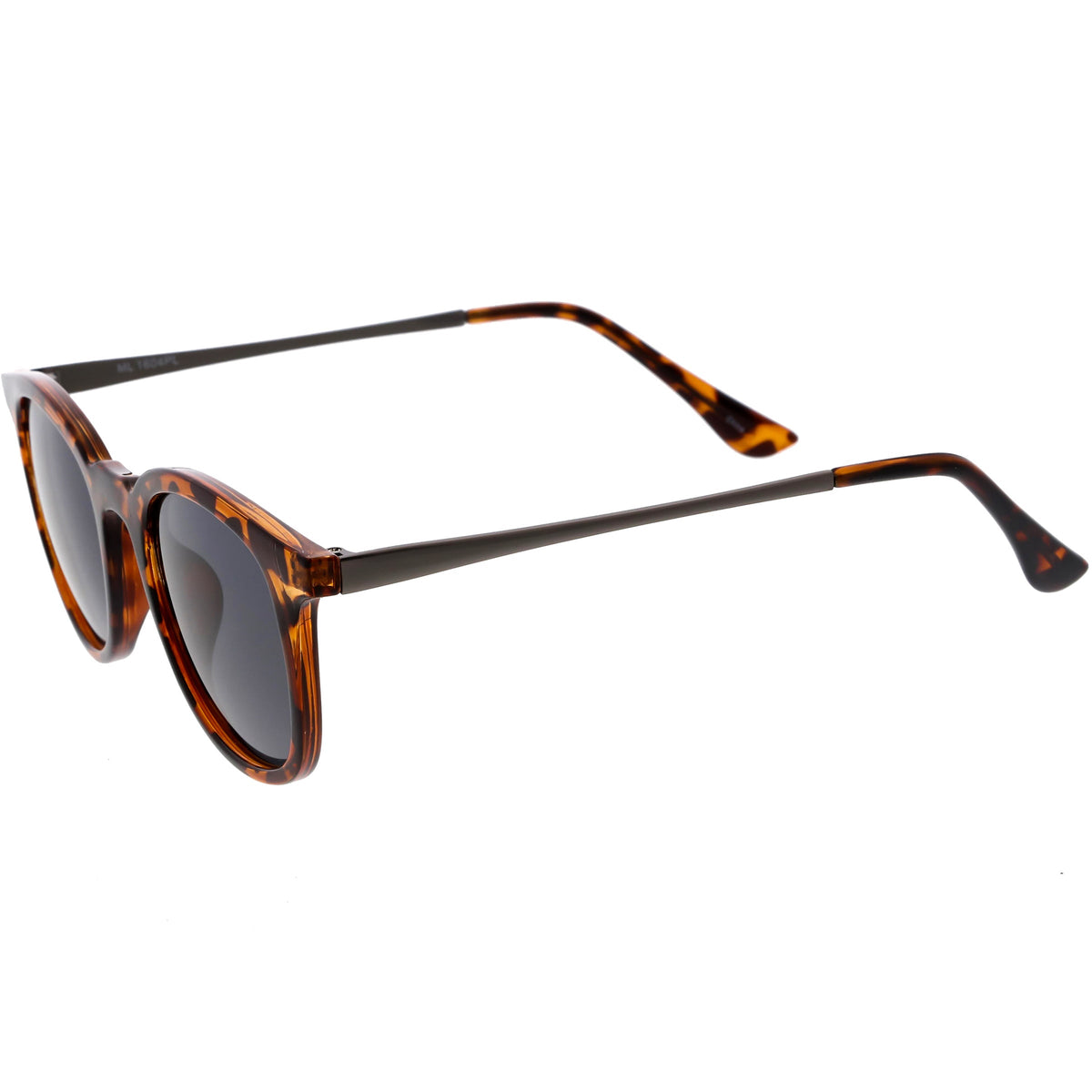 Classic Metal Arms Polarized Round Lens Horn Rimmed Sunglasses C924