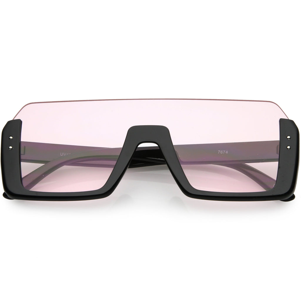 Retro Color Tone Mono Lens Shield In Color Lens Sunglasses C954