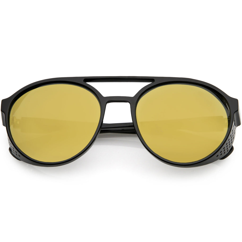 Retro Steampunk Side Vented Mirrored Lens Goggle Sunglasses C955