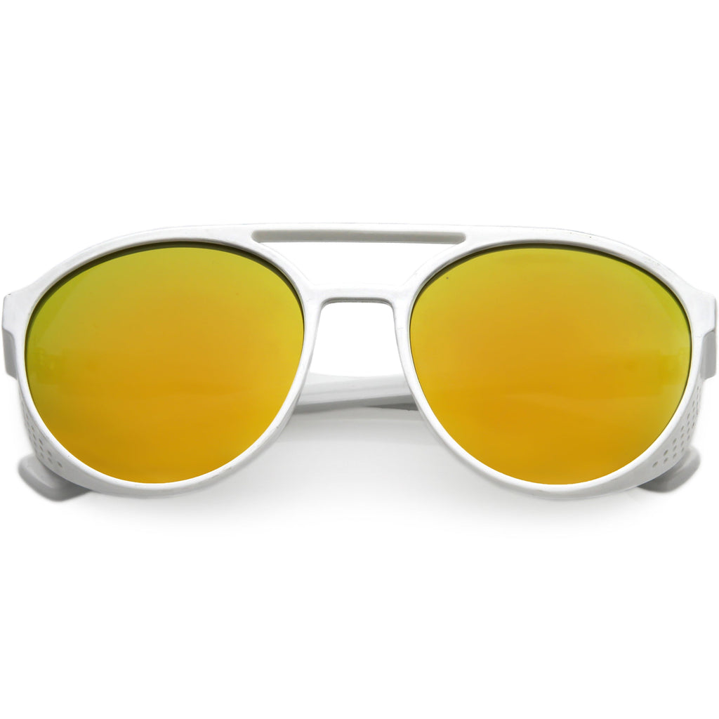 Retro Steampunk Side Vented Mirrored Lens Goggle Sunglasses C955