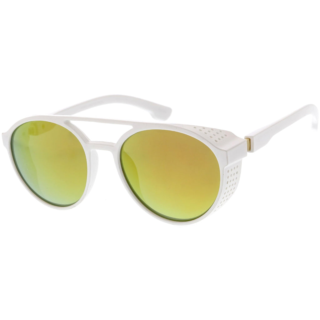 Retro Steampunk Side Vented Mirrored Lens Goggle Sunglasses C955